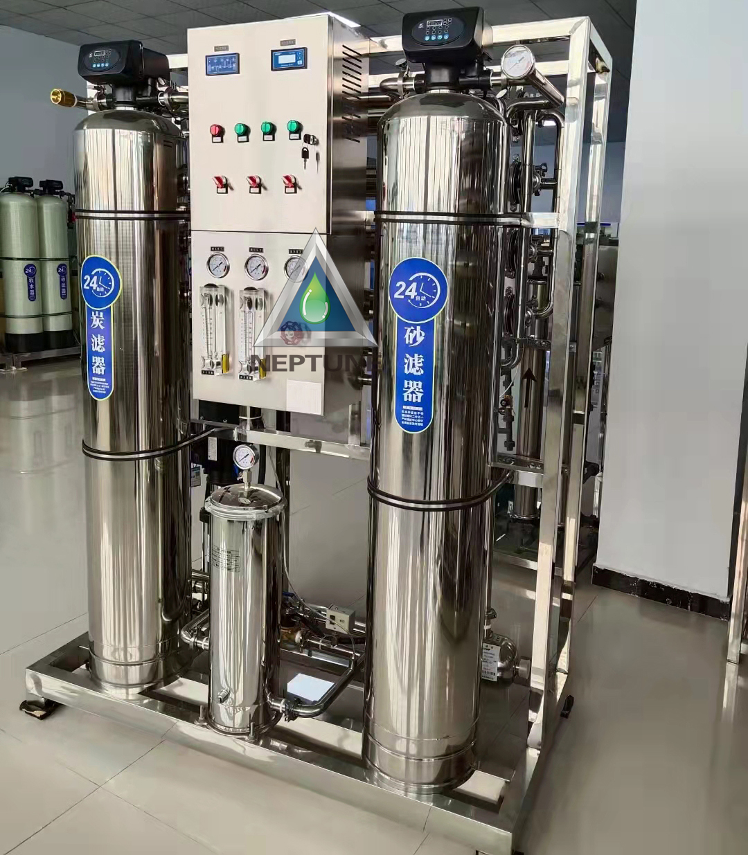 1000LPH RO water purification plant with stainless steel filter and pipe 