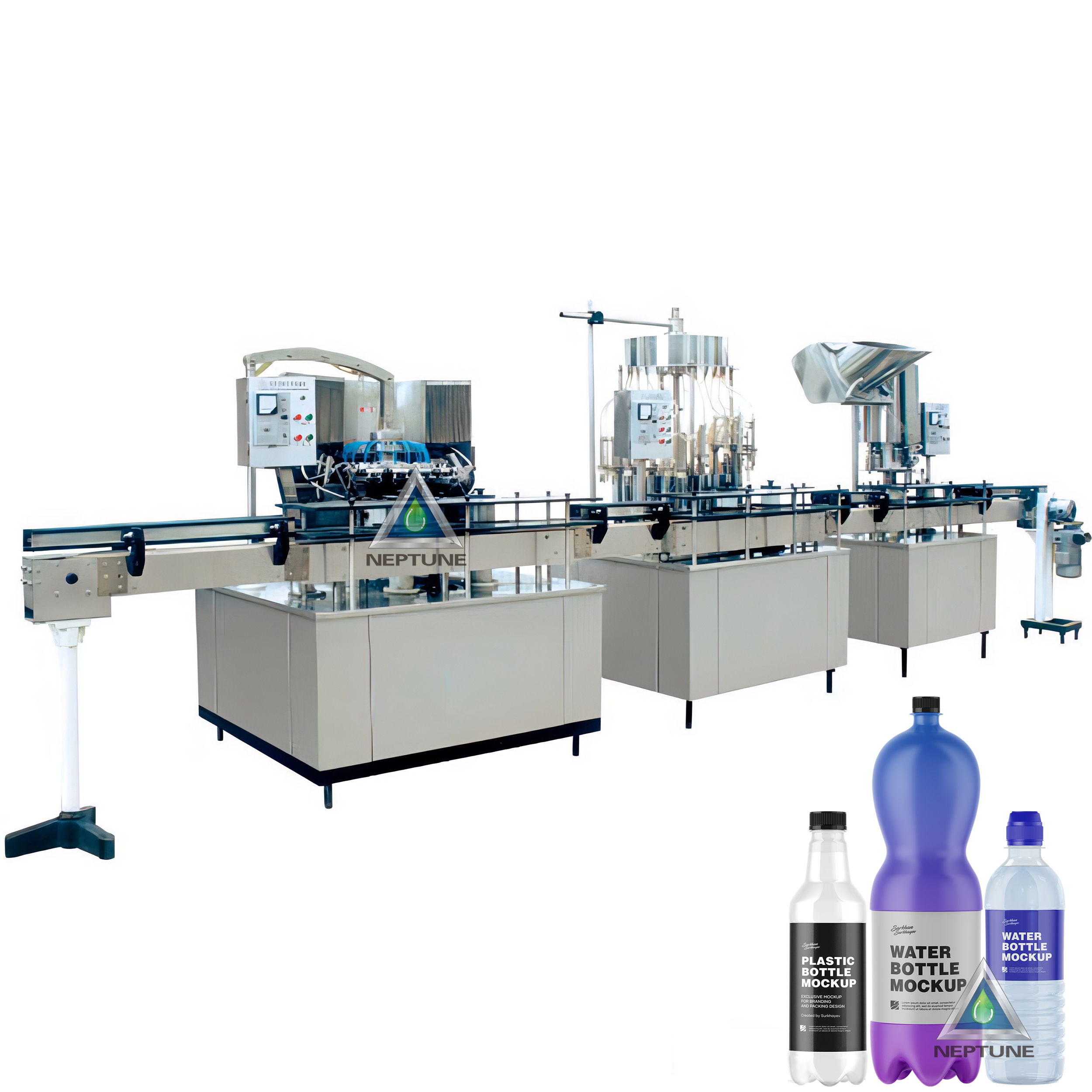 4in1 semi automatic water bottling machine line included auto rinser filler and capper with a semi labler. 
