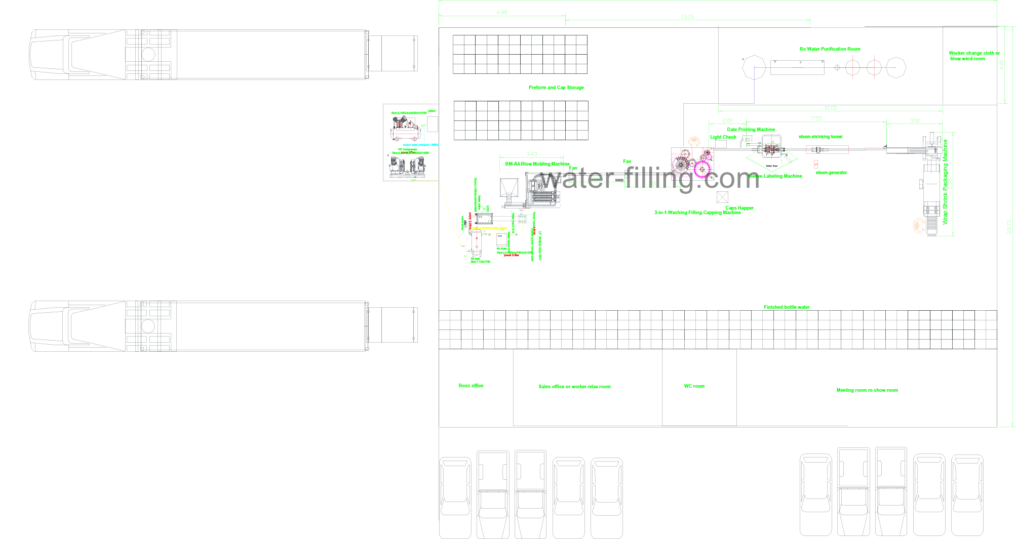 automatic water production line plant factory layout